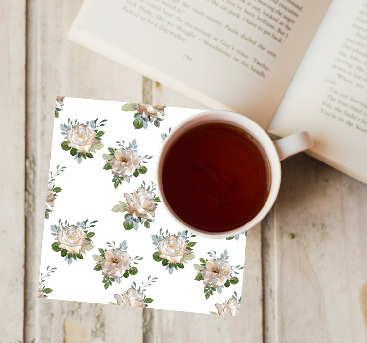 Onderzetters bloemendessin op witte achtergrond - TenStickers