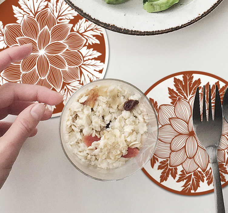 Onderzetters bloemenpatroon arrangement - TenStickers