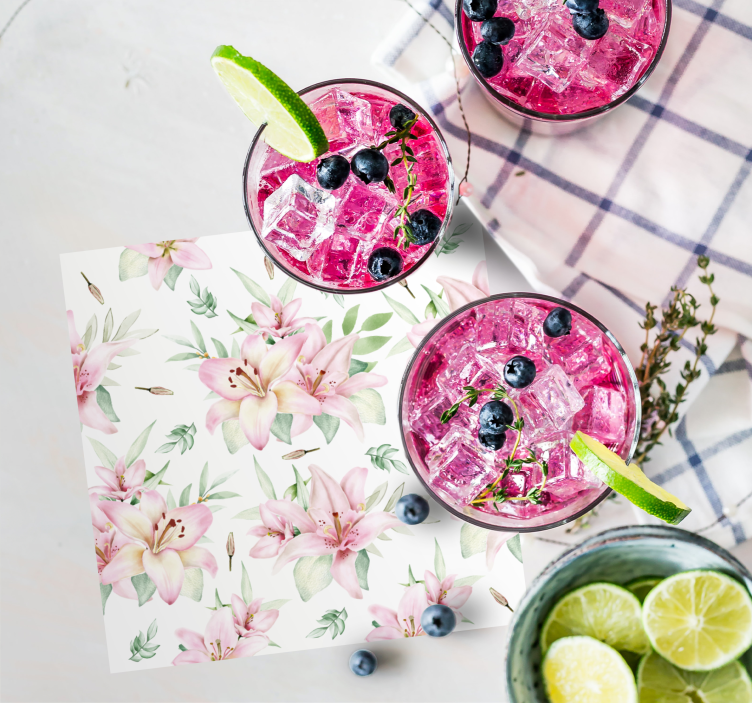 Onderzetters bloemenpatroon met lelies - TenStickers