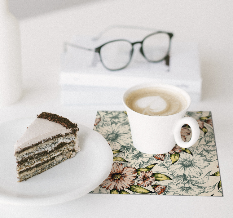 Onderzetters bloemig patroon kunst - TenStickers