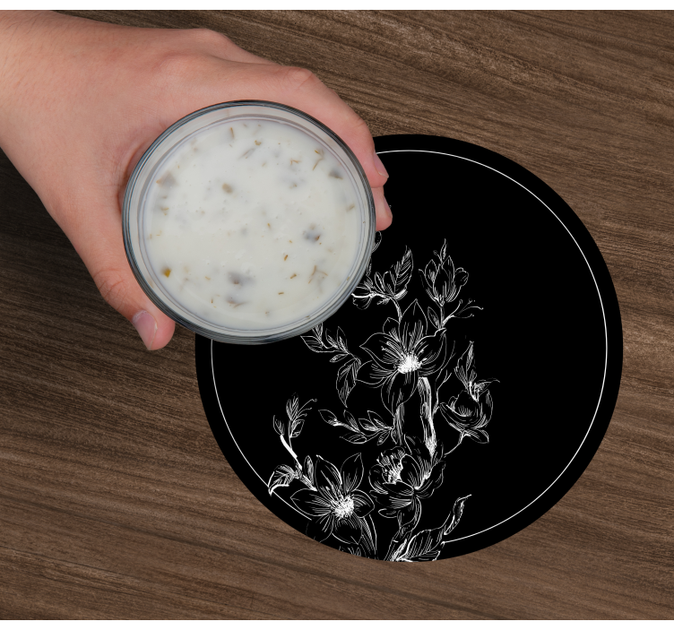 Onderzetters bloemige lijntekening - TenStickers