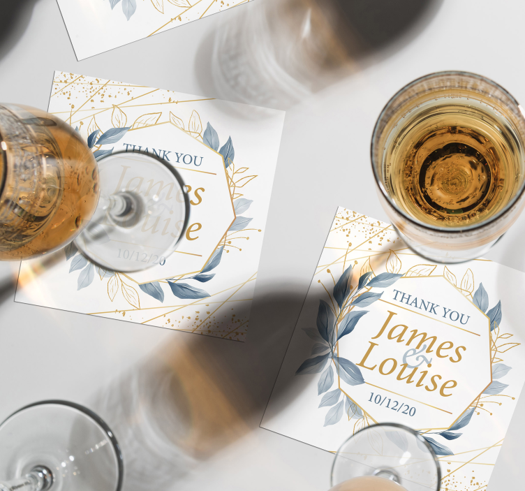 Onderzetters bruiloft elegante bloemige bedankkaarten - TenStickers