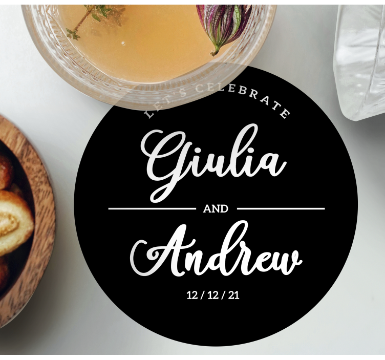 Onderzetters bruiloft gepersonaliseerde feestnamen - TenStickers