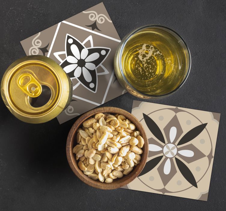 Onderzetters geometrisch bloemenpatroon set - TenStickers