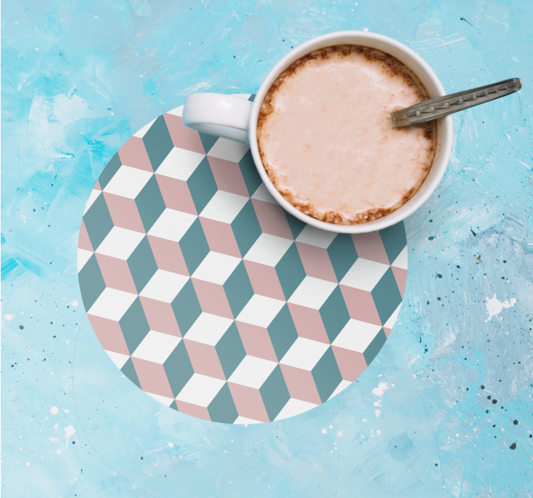 Onderzetters geometrisch kubuspatroon - TenStickers