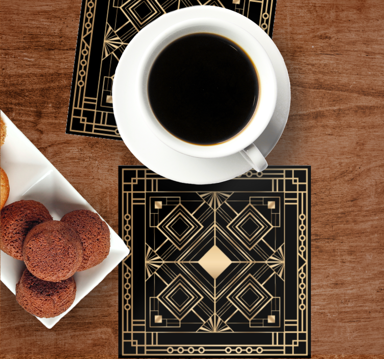 Onderzetters geometrisch patroon met gouden accenten - TenStickers