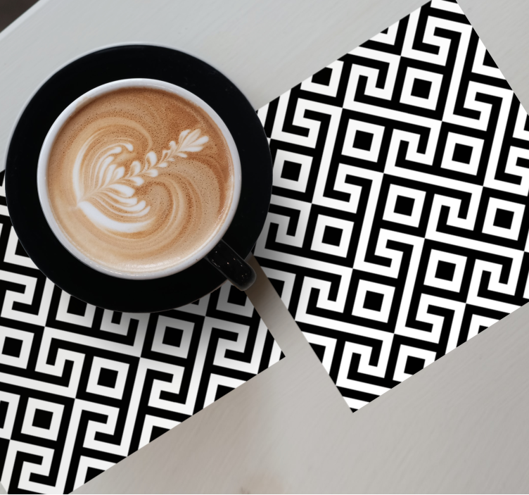 Onderzetters geometrisch zwart-wit patroon - TenStickers