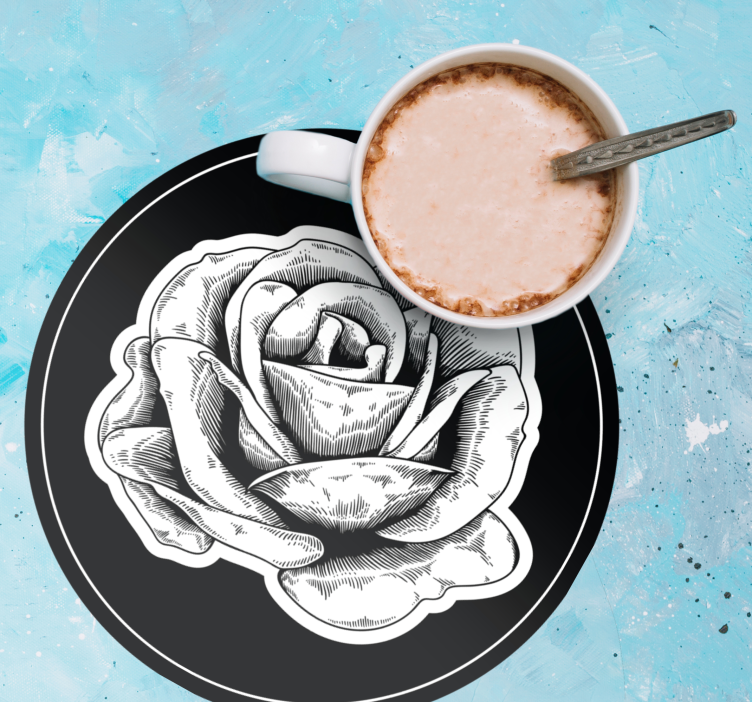 Onderzetters intricate black rose - TenStickers