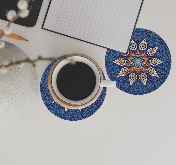 Onderzetters intricate blauwe mandala ontwerp - TenStickers