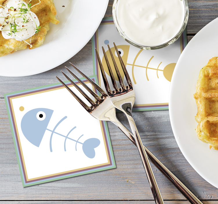 Onderzetters kleurrijke vissenskeletten - TenStickers