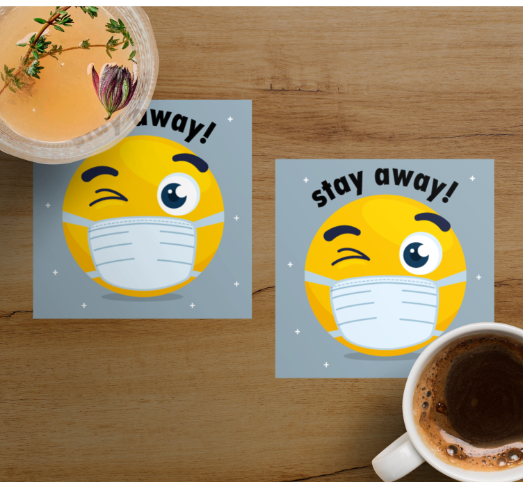 Onderzetters knipoog emoji met masker - TenStickers