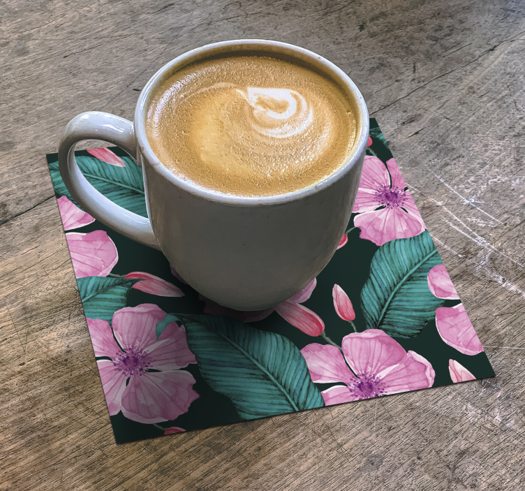 Onderzetters met bloemen- en bladpatroon - TenStickers