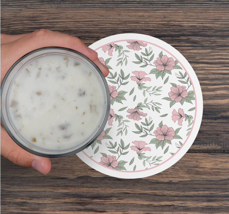 Onderzetters met bloemenpatroon rond - TenStickers