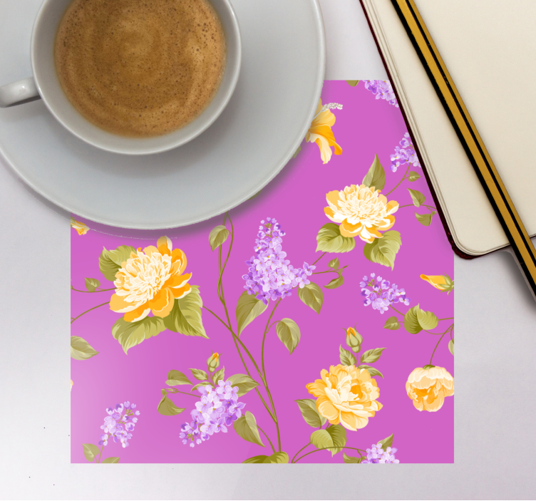 Onderzetters met bloemenprint en gele rozen - TenStickers