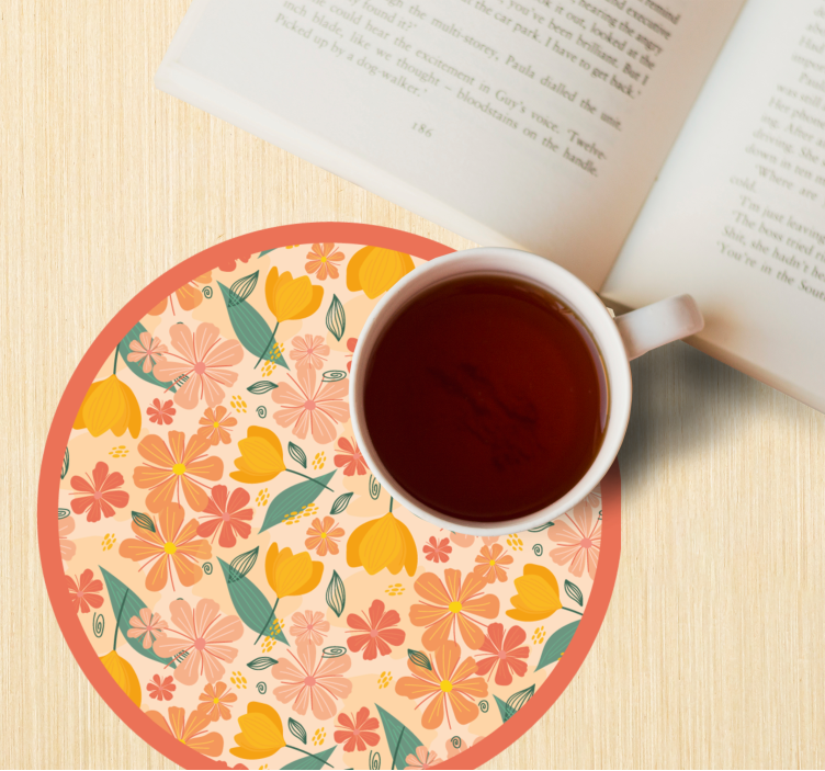 Onderzetters met bloemmotief ronde oppervlakte - TenStickers