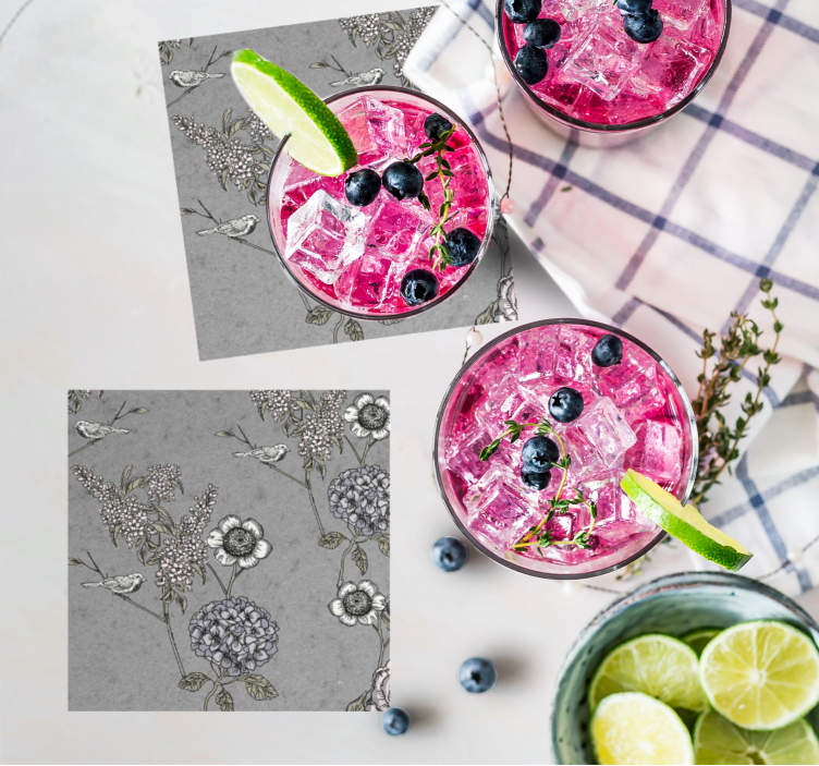 Onderzetters met bloemrijk textuurpatroon - TenStickers