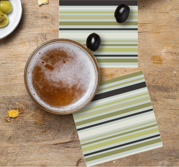Onderzetters met groen en zwart gestreept patroon - TenStickers