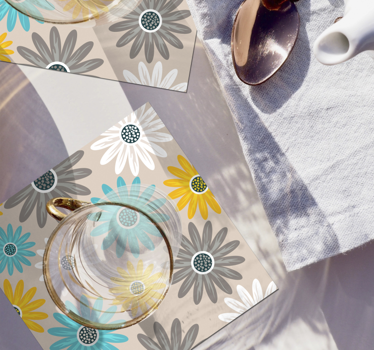 Onderzetters met levendige bloemmotieven - TenStickers