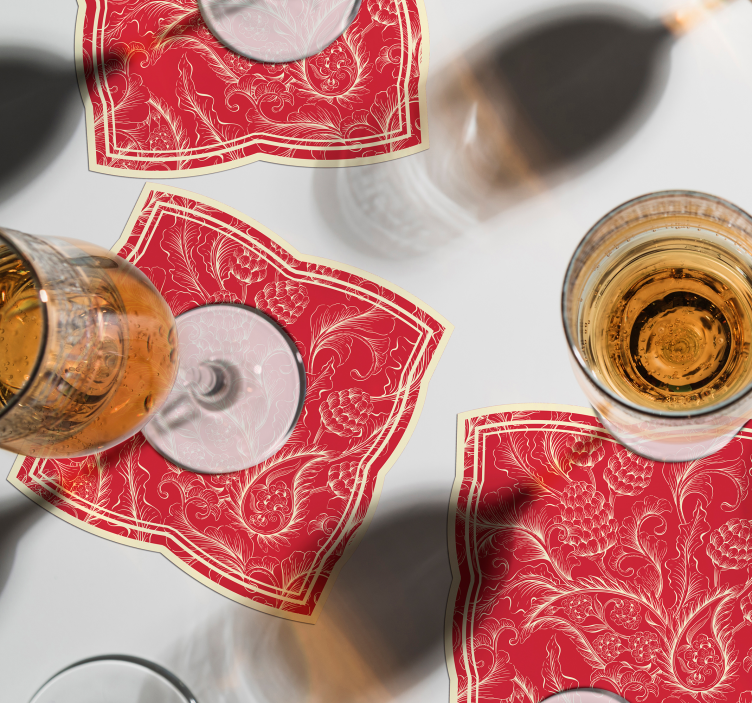 Onderzetters met sierlijk bloempatroon - TenStickers