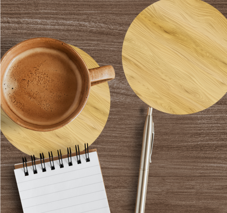 Onderzetters natuurlijke houten ronde oppervlakte - TenStickers