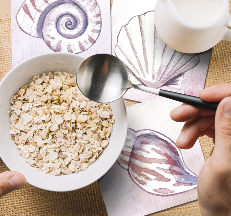 Onderzetters natuurlijke schelpen waterverf - TenStickers