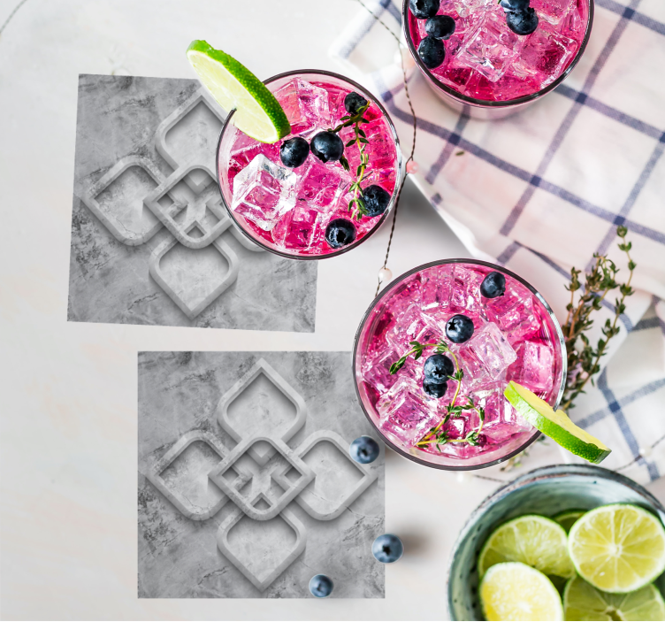 Onderzetters uitgebreid grijs motief - TenStickers