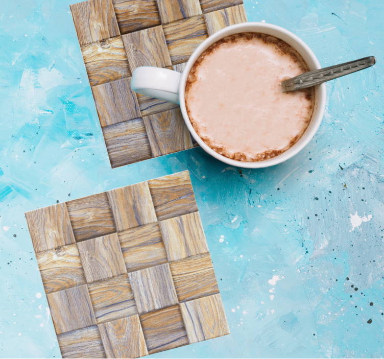 Onderzetters woven houten patroon - TenStickers