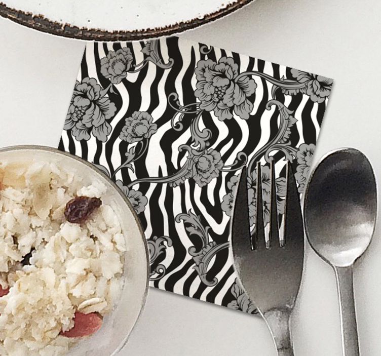 Onderzetters zebra bloemenpatroon - TenStickers
