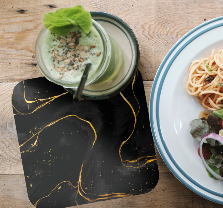 Onderzetters zwart en goud draaiend - TenStickers