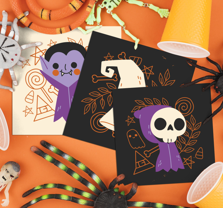 Schattige halloween monsters drinken onderzetter - TenStickers