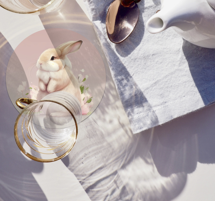 Schattige konijn Vintage onderzetter - TenStickers