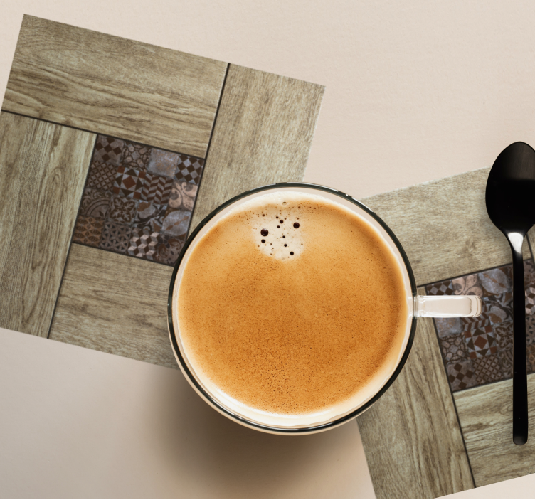 Tegel onderzetters houtstructuur motief - TenStickers