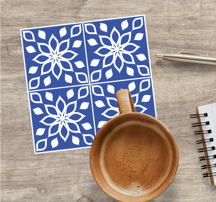 Tegel onderzetters met bloemenpatroon vierkant - TenStickers