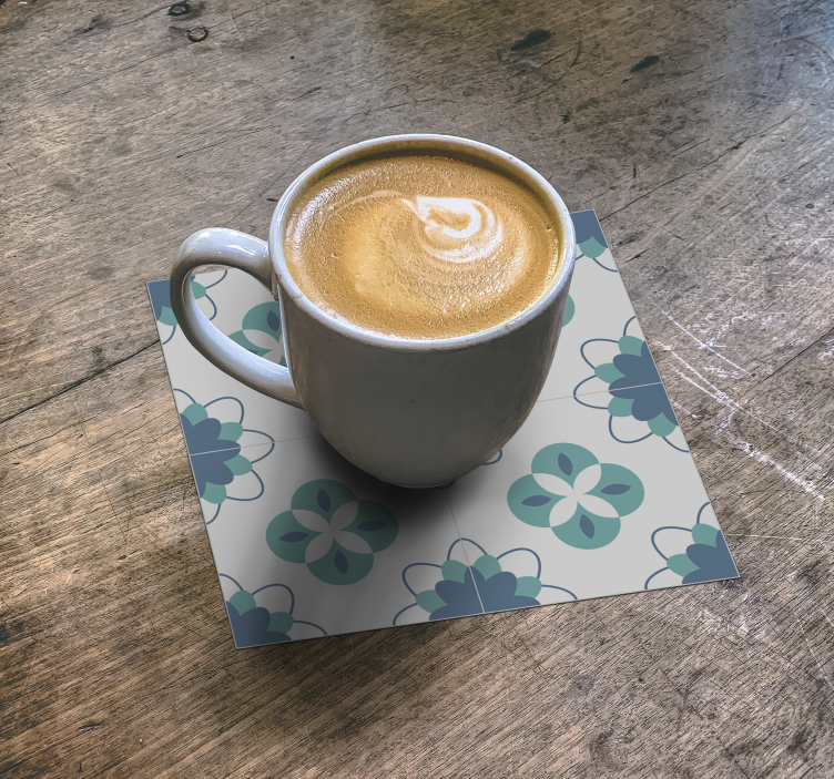 Tegel onderzetters met bloemmotief - TenStickers