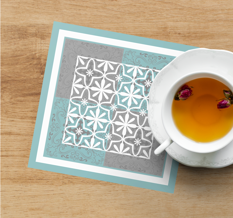 Tegel onderzetters met gedetailleerd botanisch embleem - TenStickers