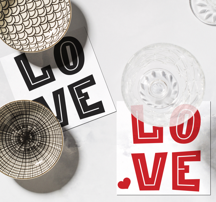 Tekst onderzetters bold love typografie - TenStickers