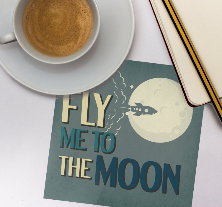 Tekst onderzetters raketlancering naar de maan - TenStickers