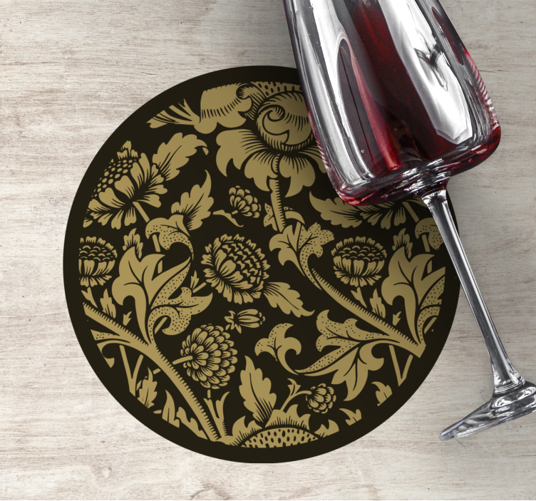 Vintage onderzetters bloemenpatroon goud - TenStickers