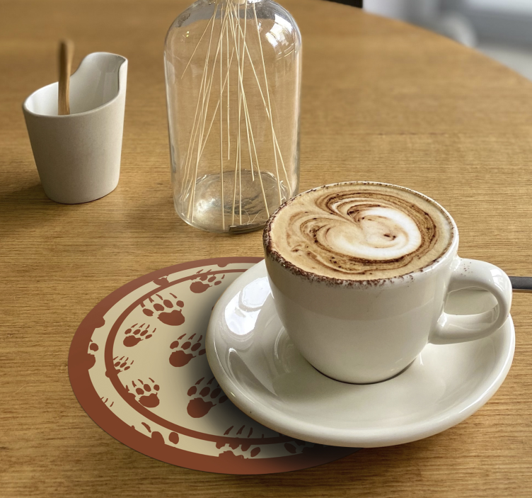 Vintage onderzetters bruine pootafdruk cirkel - TenStickers