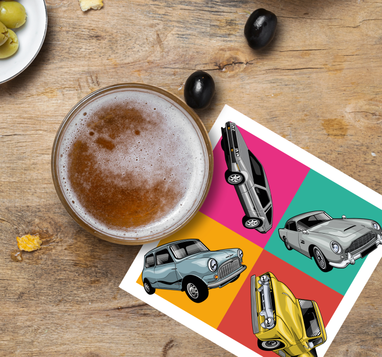 Vintage onderzetters klassieke auto quartet - TenStickers