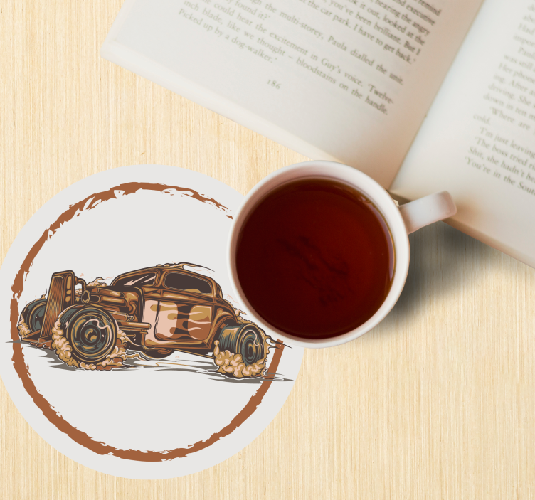 Vintage onderzetters klassieke raceauto illustratie - TenStickers