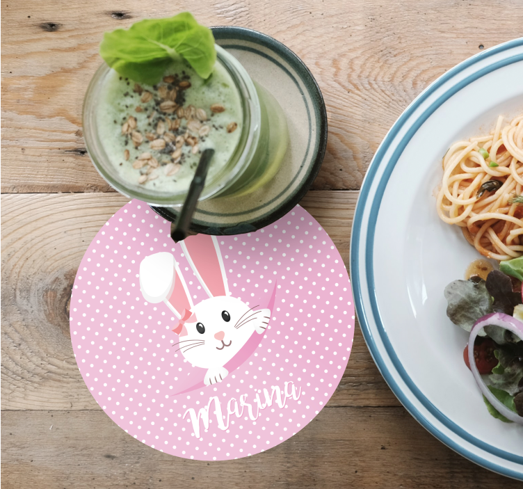 Vintage onderzetters konijn met strik - TenStickers