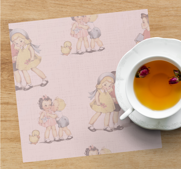 Vintage onderzetters met speelse kinderillustraties - TenStickers