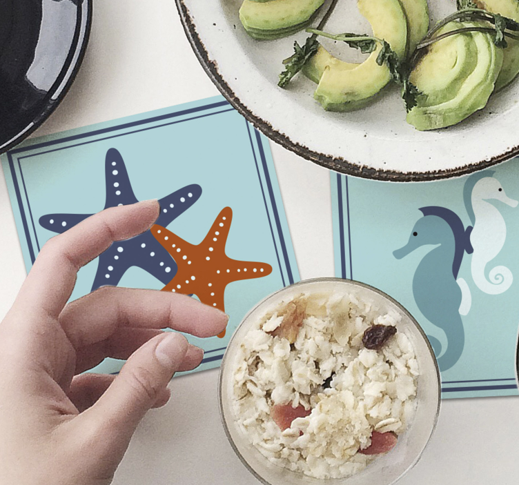 Vintage onderzetters met zeepaard en sterrentekens - TenStickers