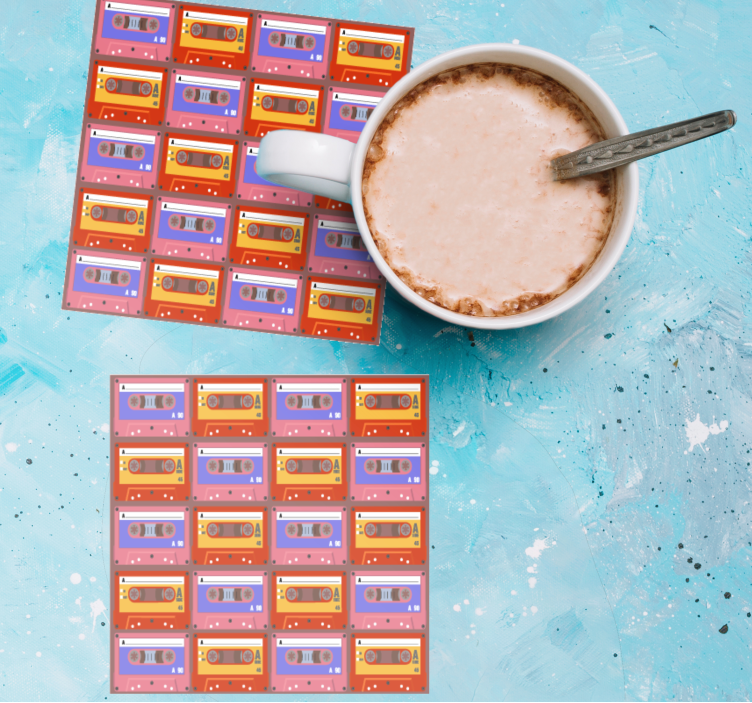 Vintage onderzetters retro cassettebandjes - TenStickers