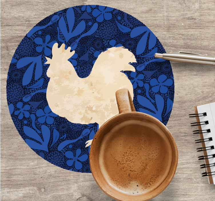 Vintage onderzetters rooster bloem silhouet - TenStickers