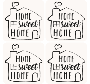 Tekst onderzetters met een charmante huis spreuk - TenStickers