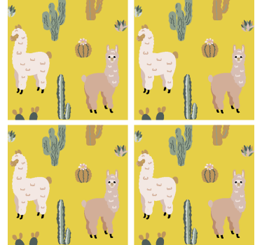 Moderne onderzetters Alpaca en cactus - TenStickers