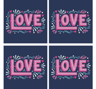 Tekst onderzetters speelse liefde typografie - TenStickers