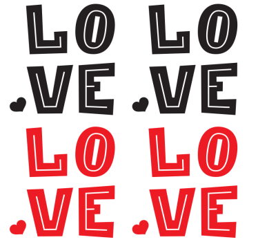 Tekst onderzetters bold love typografie - TenStickers